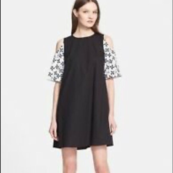 Tanya Taylor Kathy Cold Shoulder Dress solid  black - Picture 1 of 16